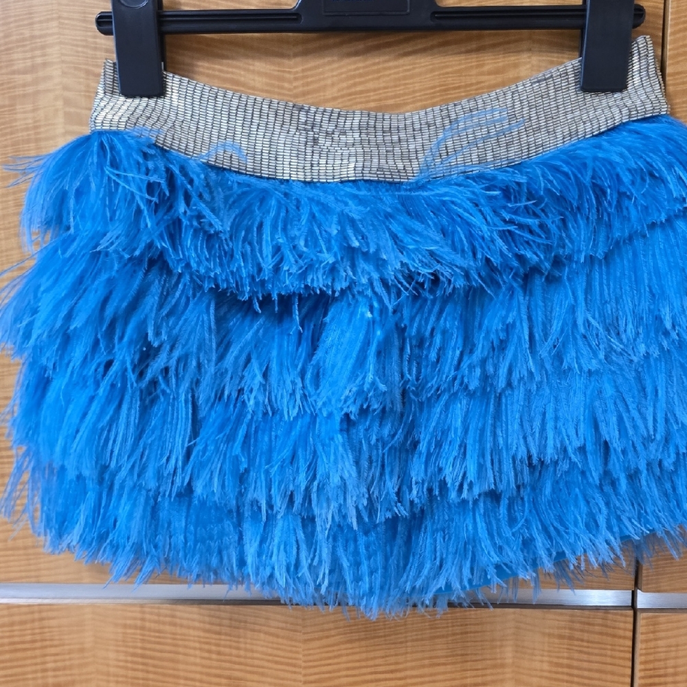 Vibrant Blue Feather Mini Skirt